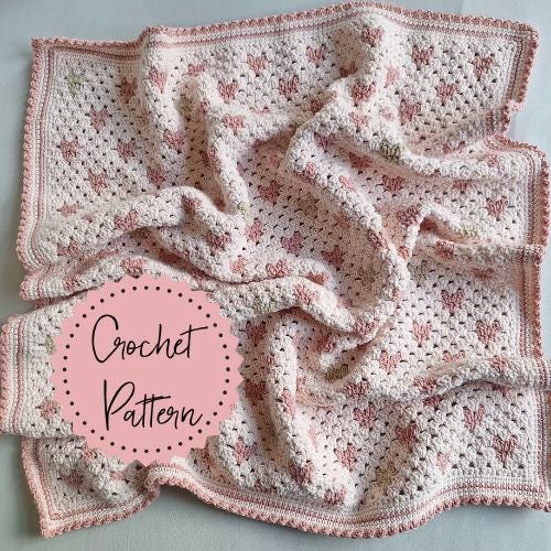 Granny Heart Baby Blanket Crochet Pattern