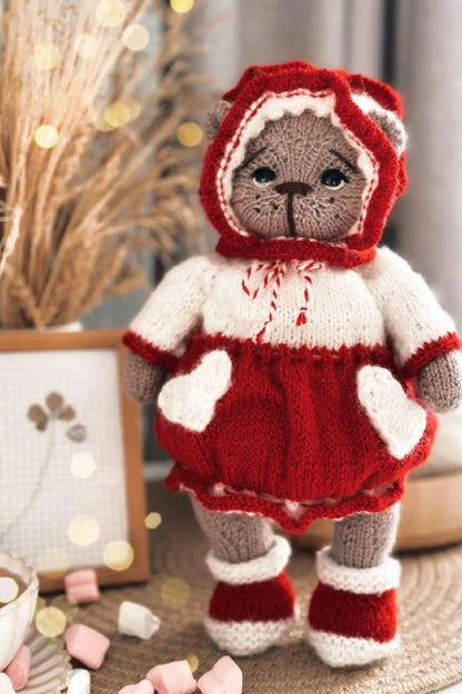 Teddy Bear With Little Heart Outfit Knitting Pattern