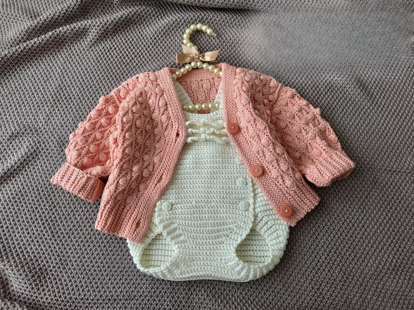 Popcorn Jacket for Baby Girls Crochet Pattern