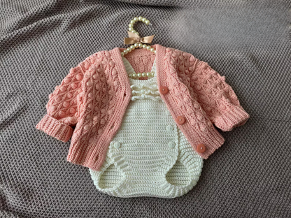 Popcorn Jacket for Baby Girls Crochet Pattern