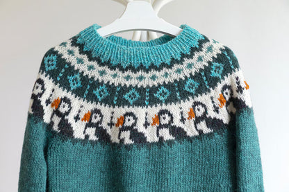 Puffin Birds Icelandic Lopapeysa Sweater Knitting Pattern