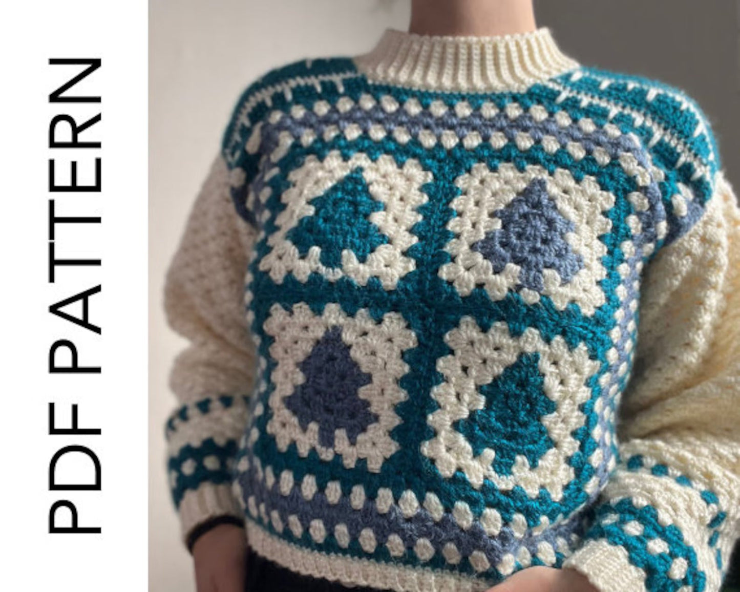 Snowed Granny Square Pullover Crochet Pattern