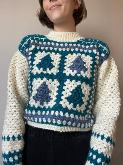 Snowed Granny Square Pullover Crochet Pattern