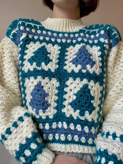 Snowed Granny Square Pullover Crochet Pattern