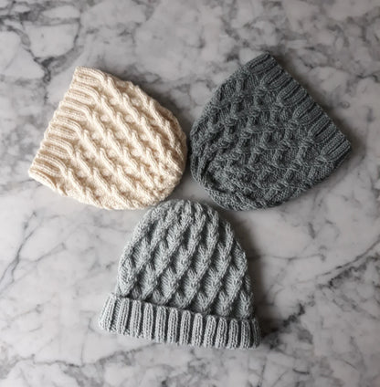 Salthill Aran Cable Beanie Knitting Pattern