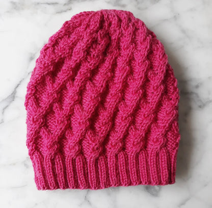Salthill Aran Cable Beanie Knitting Pattern