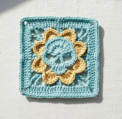 Gothic Skull Granny Square Crochet Pattern
