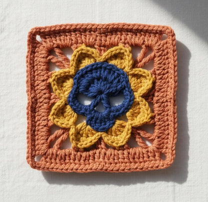Gothic Skull Granny Square Crochet Pattern