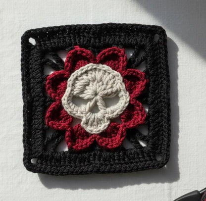 Gothic Skull Granny Square Crochet Pattern