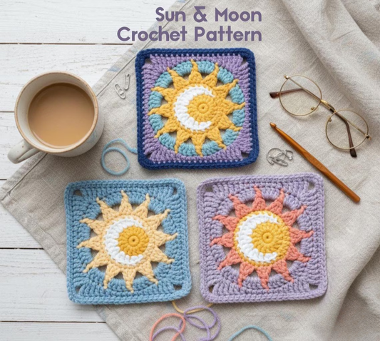 Sun & Moon Granny Square Crochet Pattern