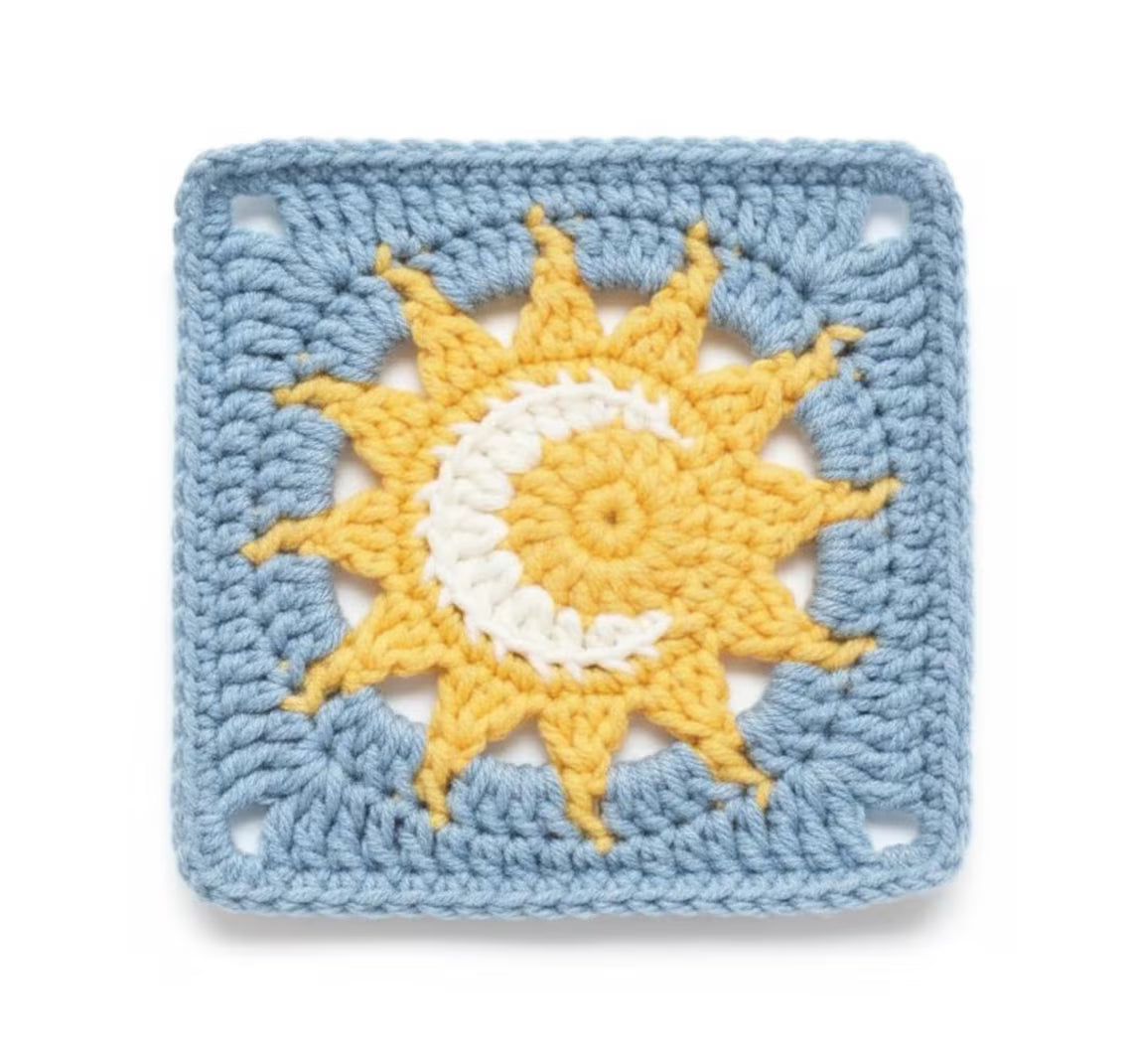Sun & Moon Granny Square Crochet Pattern