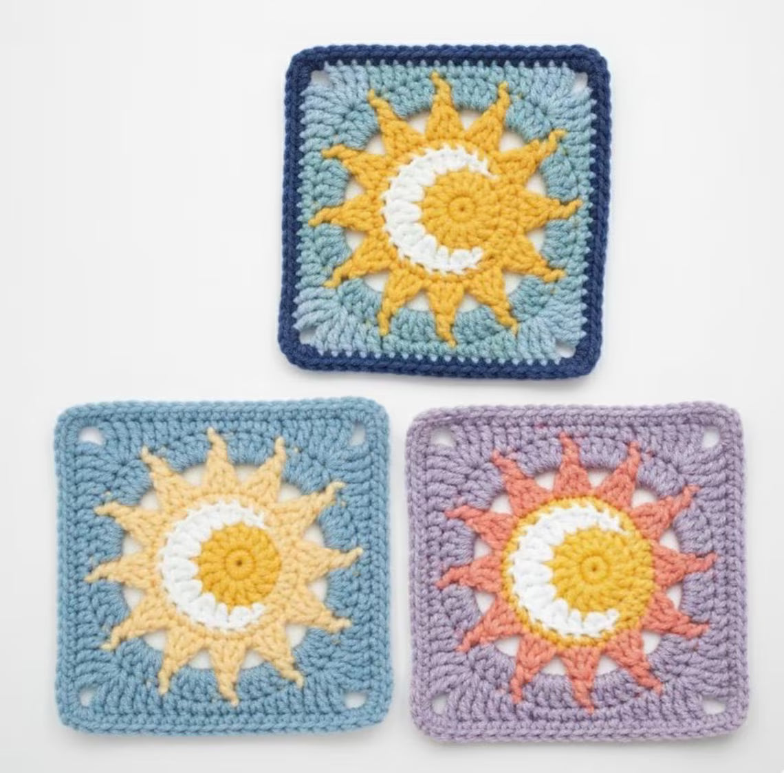 Sun & Moon Granny Square Crochet Pattern