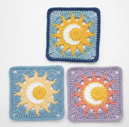 Sun & Moon Granny Square Crochet Pattern