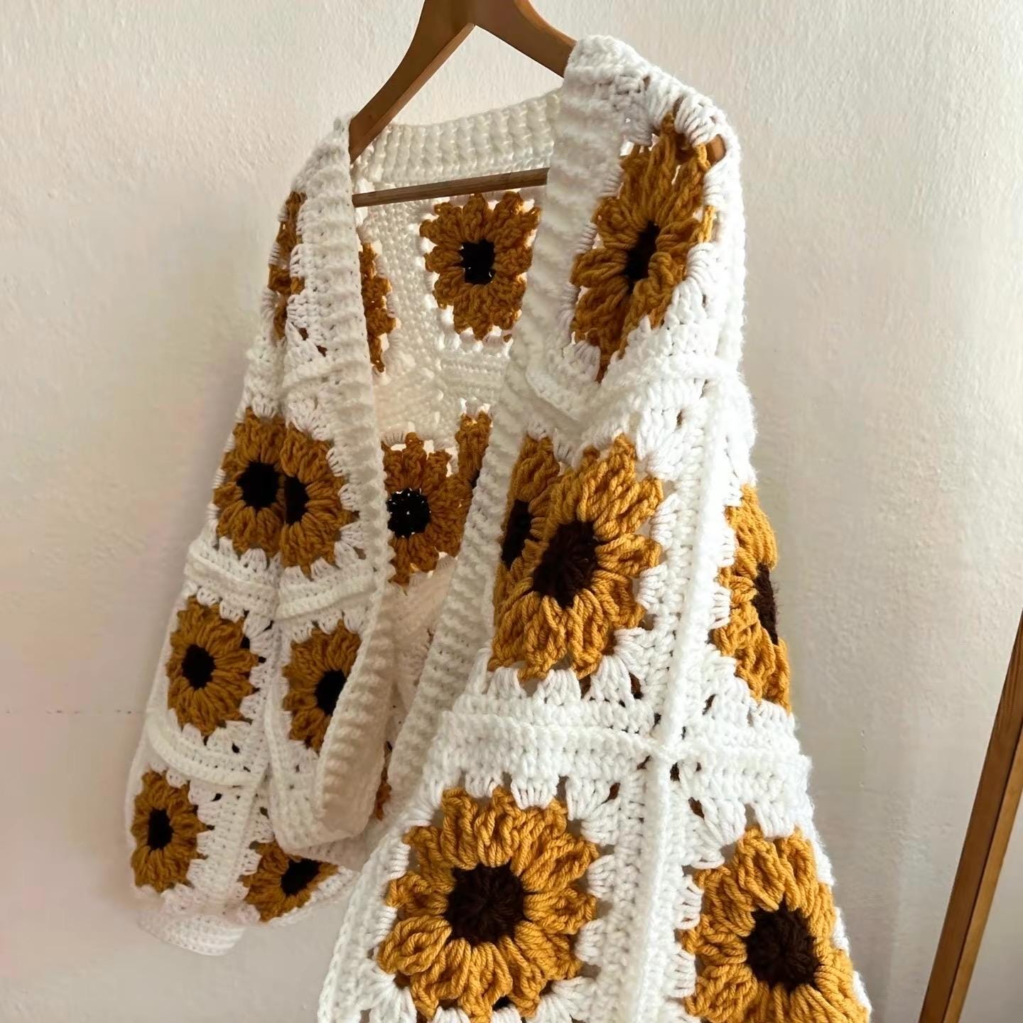 Sunflower Granny Square Cardigan Crochet Pattern