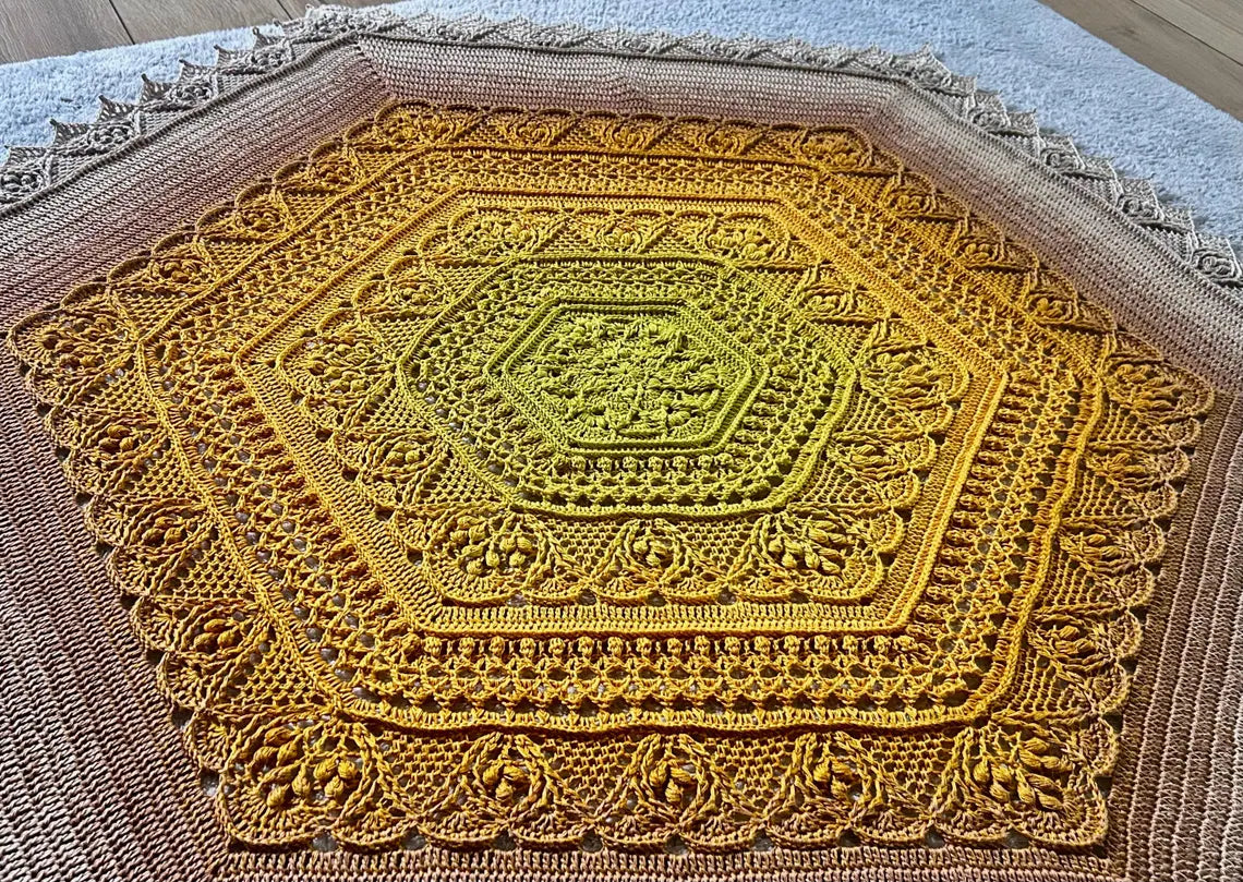 Lace Hexagon Shawl Crochet Pattern