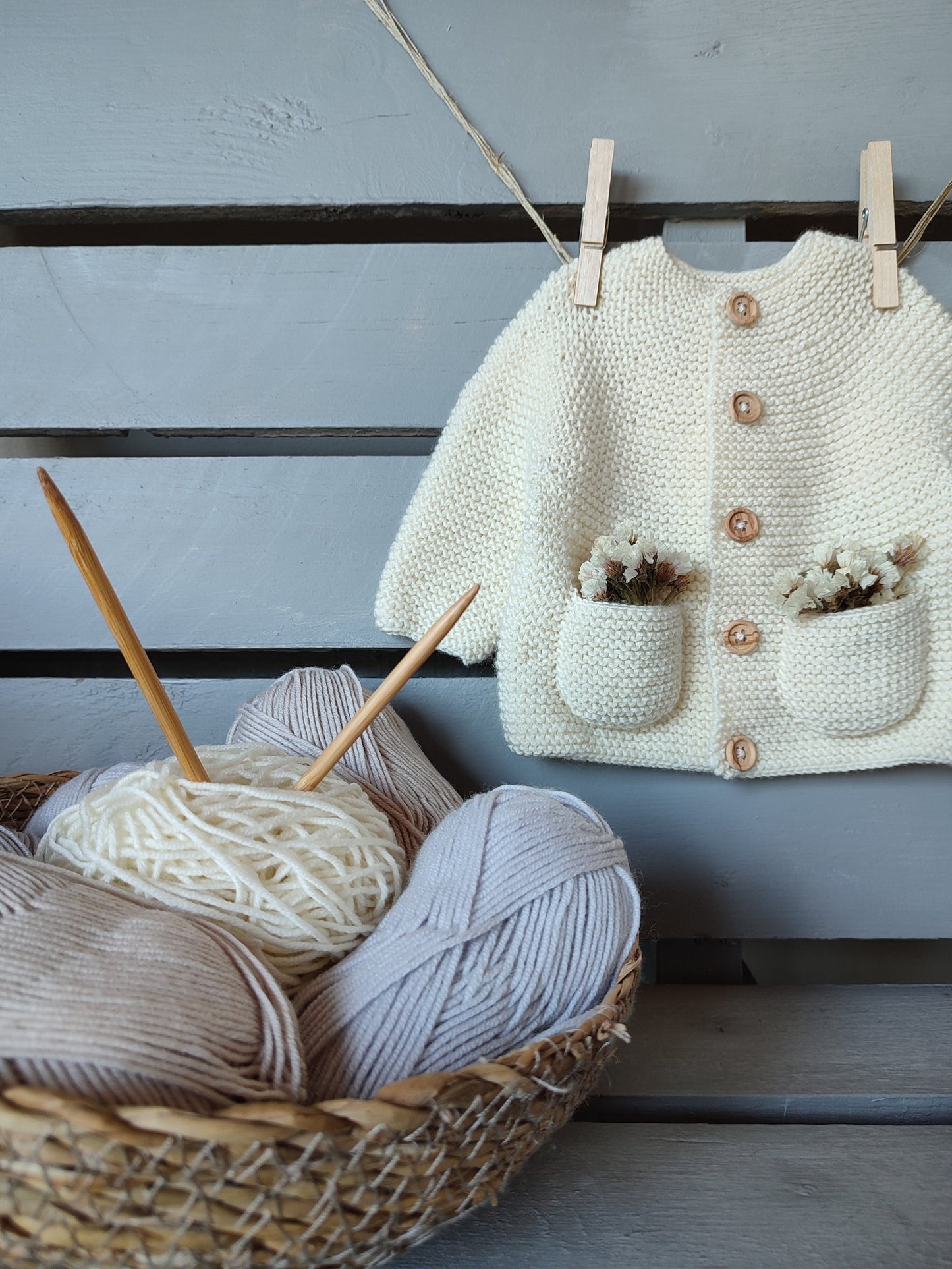 Joyous Baby Cardigan and Juniper Baby Jumpsuit Knitting Pattern