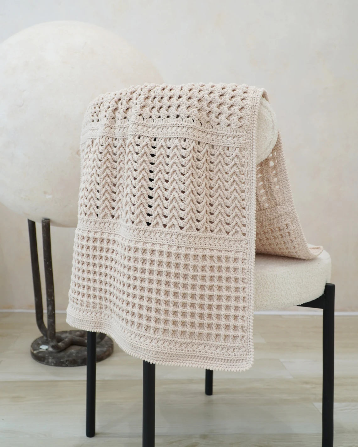 Modern Waffle Wave Crochet Blanket Pattern