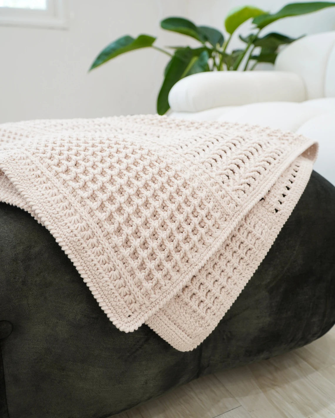 Modern Waffle Wave Crochet Blanket Pattern