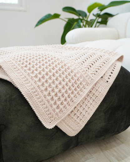 Modern Waffle Wave Crochet Blanket Pattern