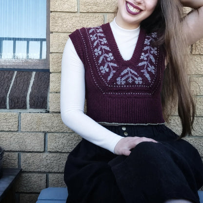 Modular Cropped V-Neck Vest Knitting Pattern
