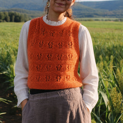 Lace Mock Neck Vest Knitting Pattern