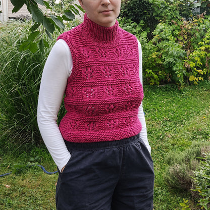 Lace Mock Neck Vest Knitting Pattern