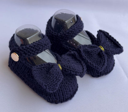 Mary Jane Baby Booties Knitting Pattern