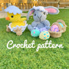 Easter Chick and Bunny with basket and eggs Crochet Pattern