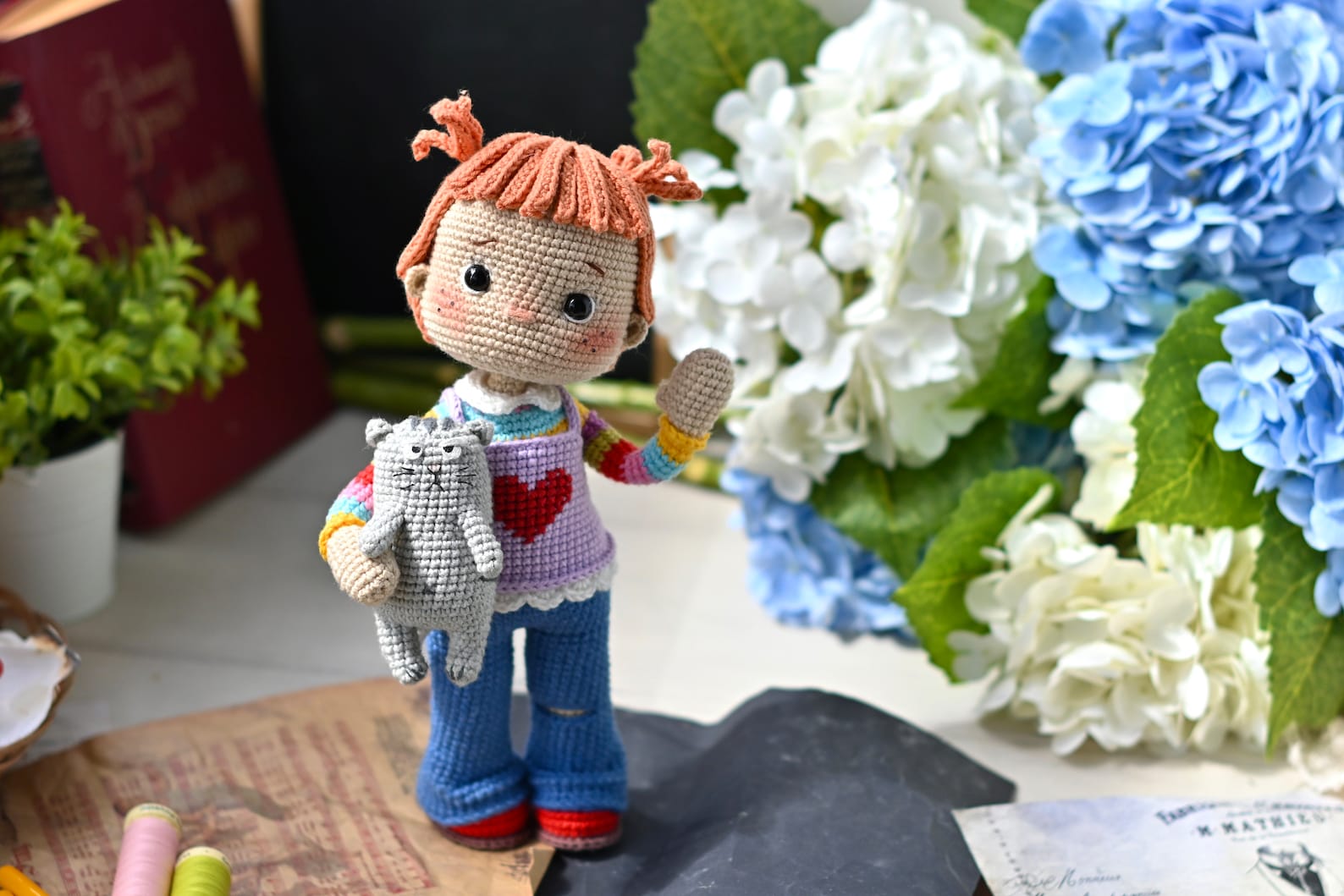 Sabrinka doll and Cat Smoky Crochet Pattern