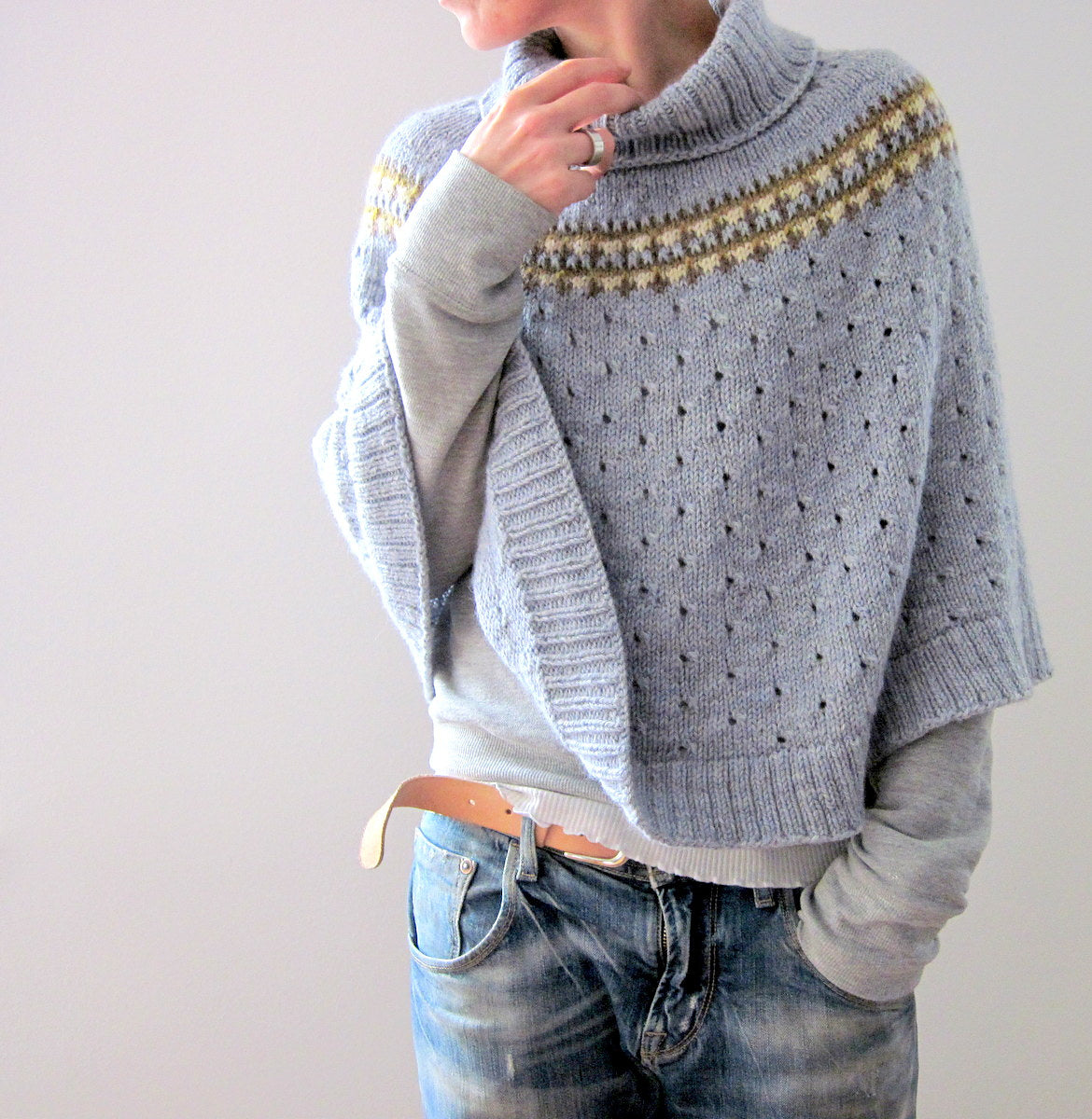 Indigo Frost Poncho Knitting Pattern