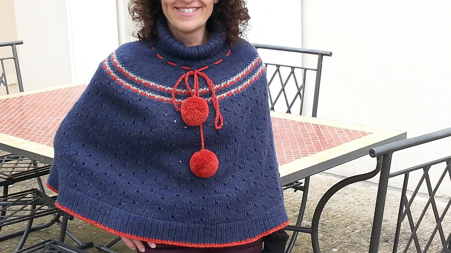 Indigo Frost Poncho Knitting Pattern