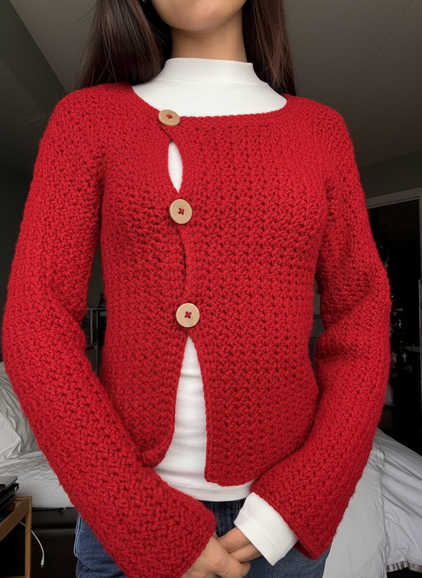 Off-set Cardigan Crochet Pattern