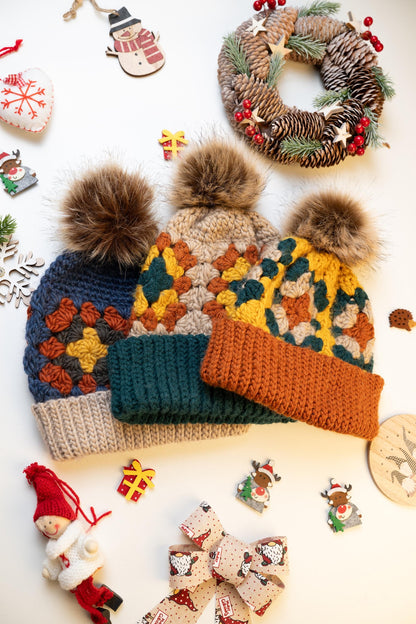 Winter Granny Square Beanie Crochet Pattern