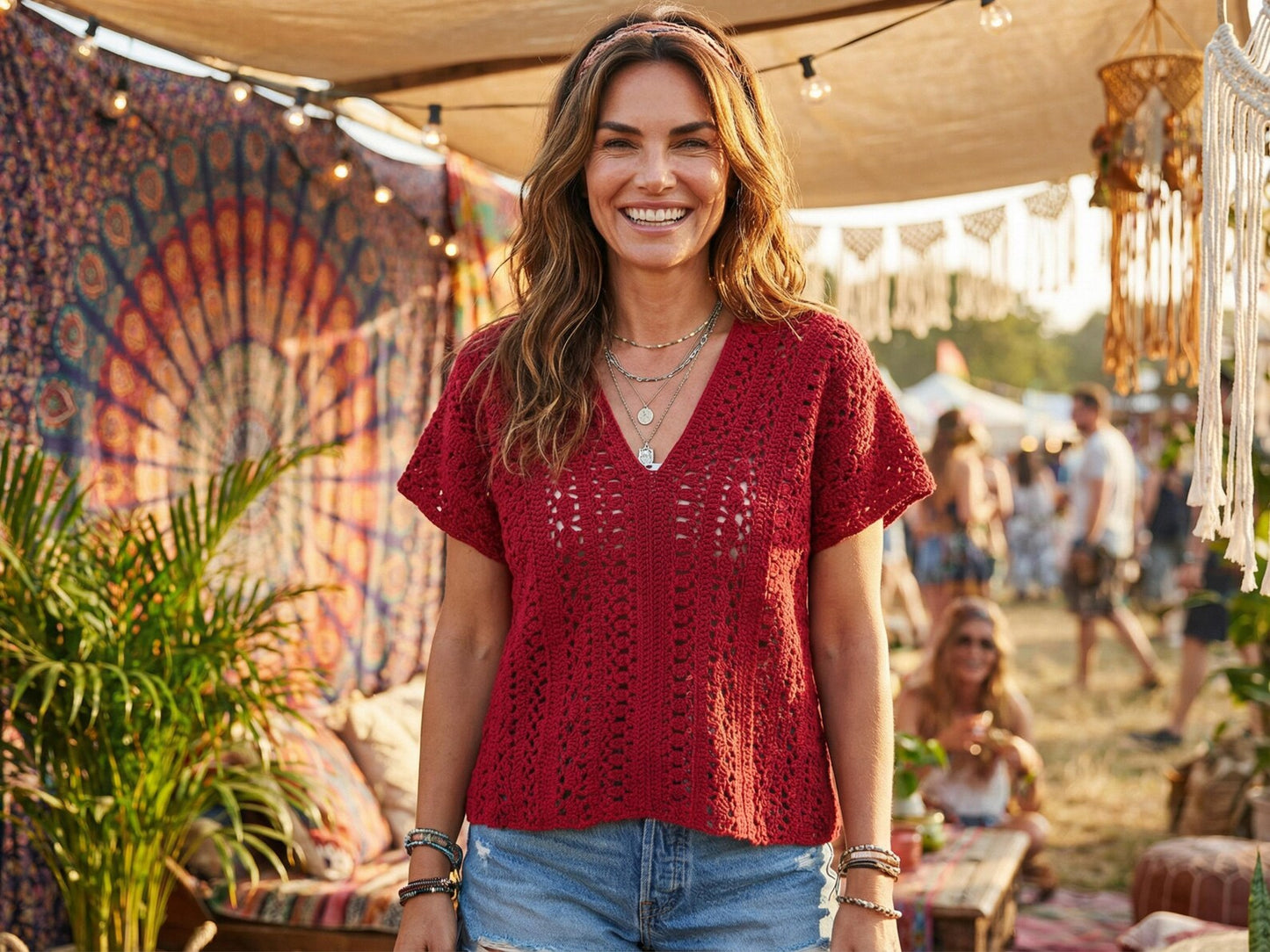 Boho Lace V Neck Blouse Crochet Pattern
