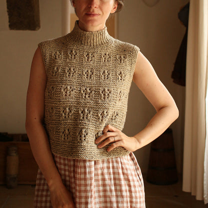 Lace Mock Neck Vest Knitting Pattern