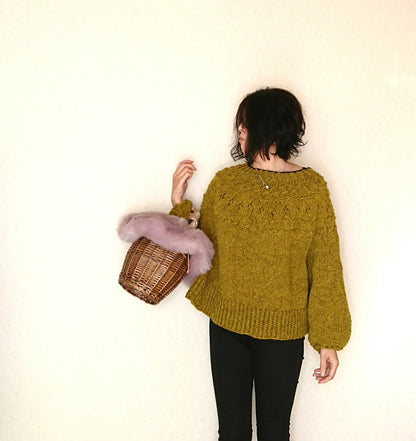Top-down Round Yoke Pullover Knitting Pattern