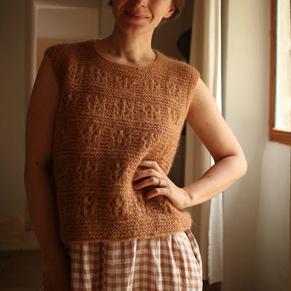 Lace Mock Neck Vest Knitting Pattern