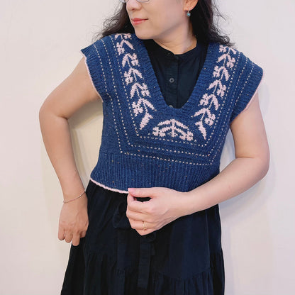 Modular Cropped V-Neck Vest Knitting Pattern