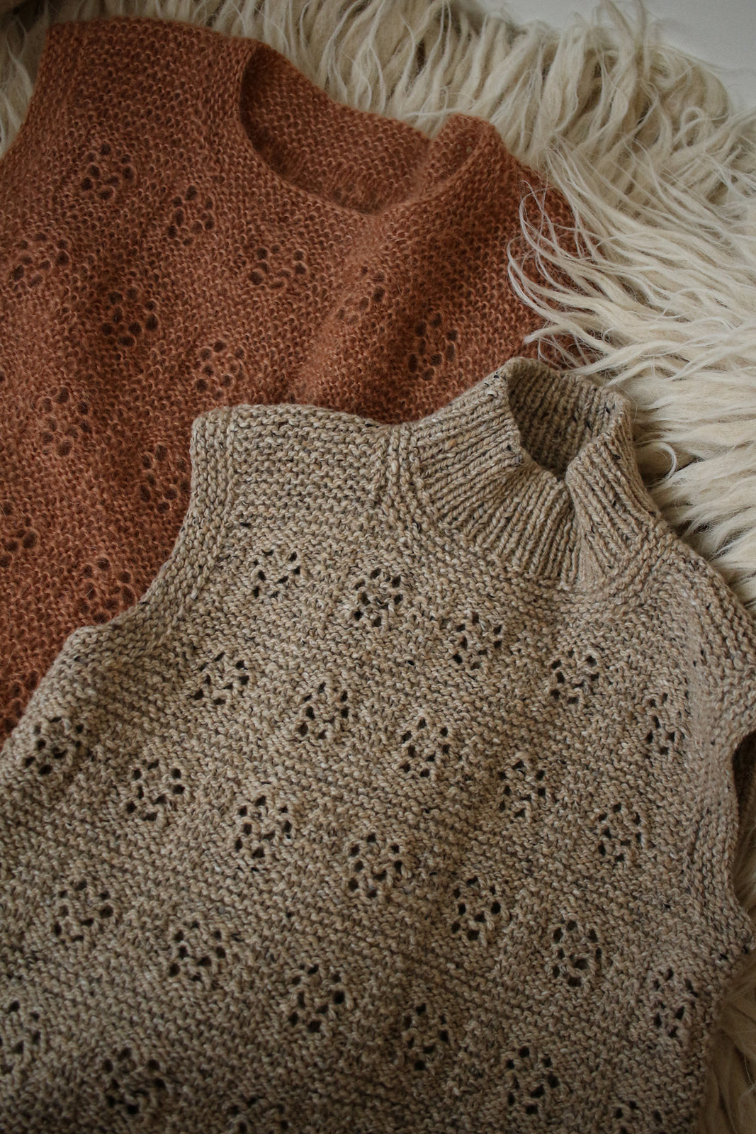 Lace Mock Neck Vest Knitting Pattern