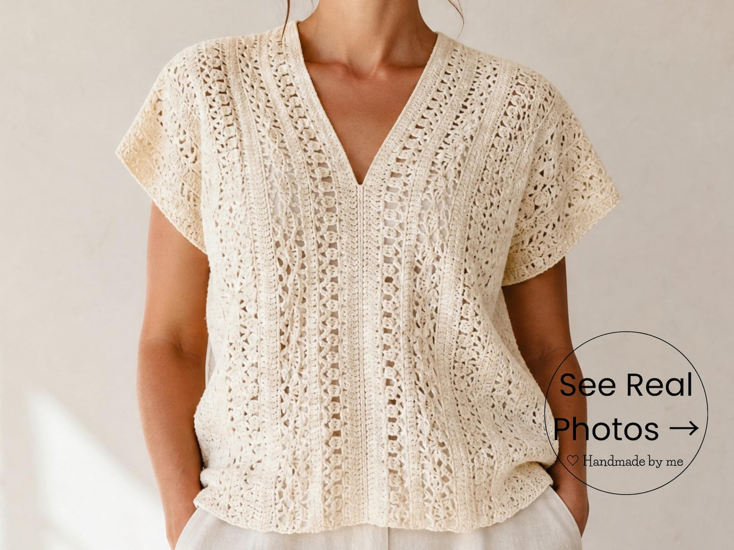 Boho Lace V Neck Blouse Crochet Pattern