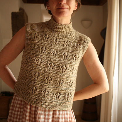 Lace Mock Neck Vest Knitting Pattern