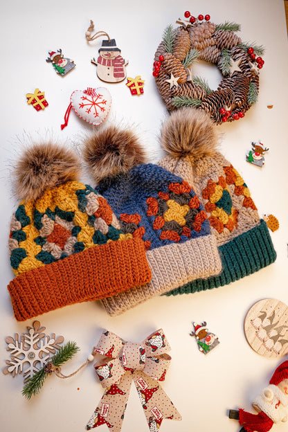 Winter Granny Square Beanie Crochet Pattern