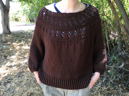 Top-down Round Yoke Pullover Knitting Pattern