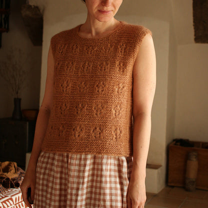 Lace Mock Neck Vest Knitting Pattern