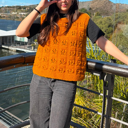 Lace Mock Neck Vest Knitting Pattern