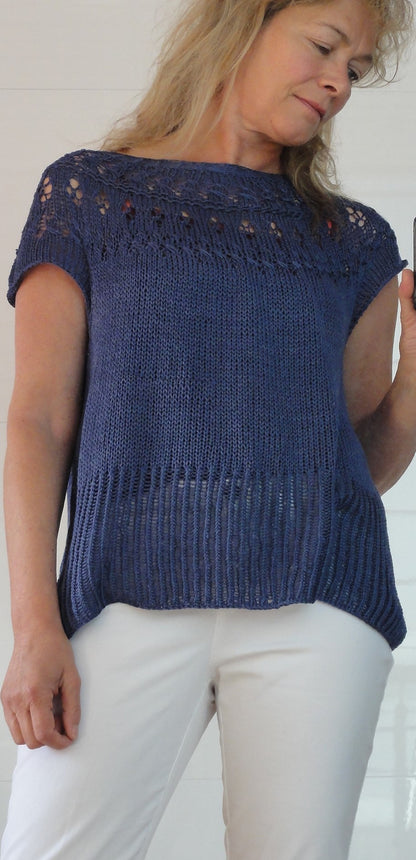 Top-down Round Yoke Pullover Knitting Pattern