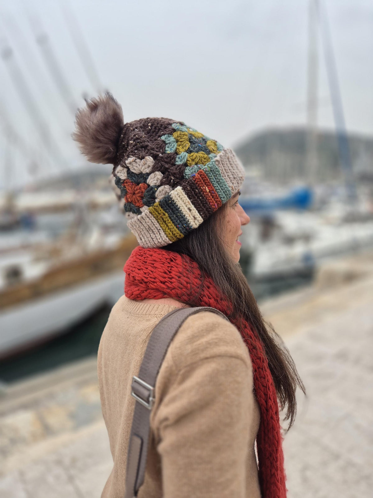 Winter Granny Square Beanie Crochet Pattern