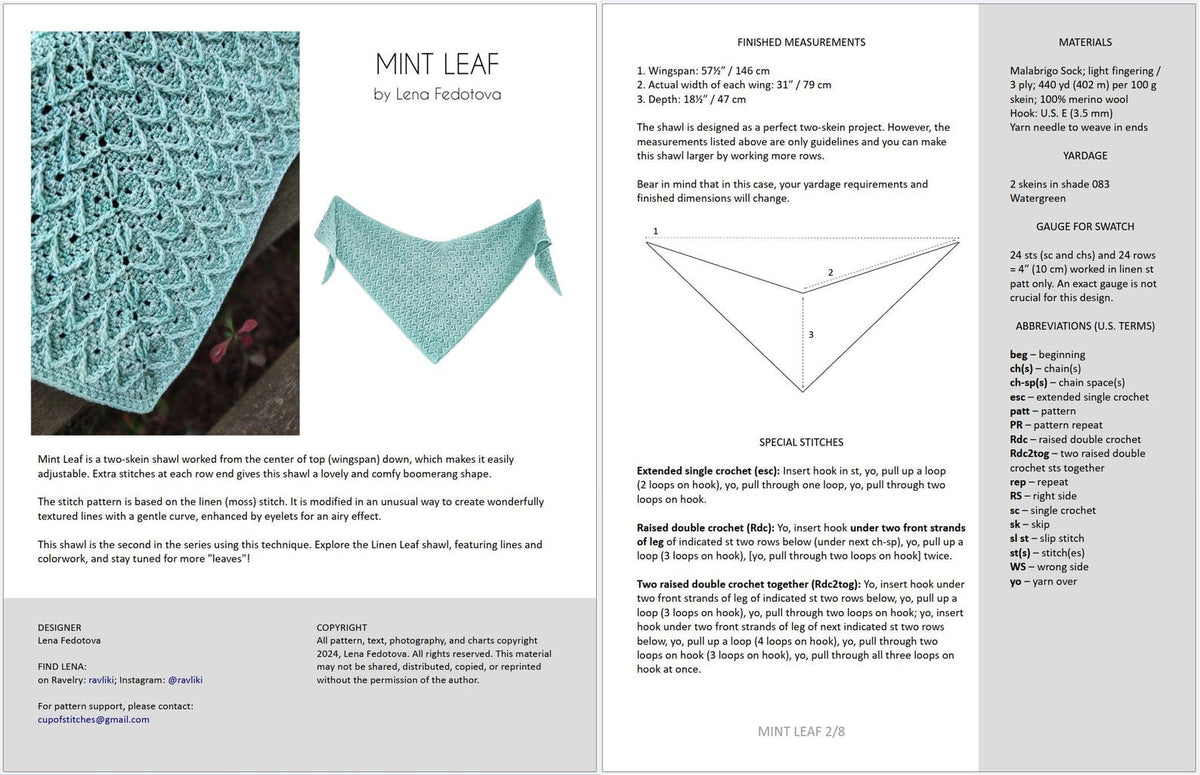 Mint Leaf Shawl Crochet Pattern