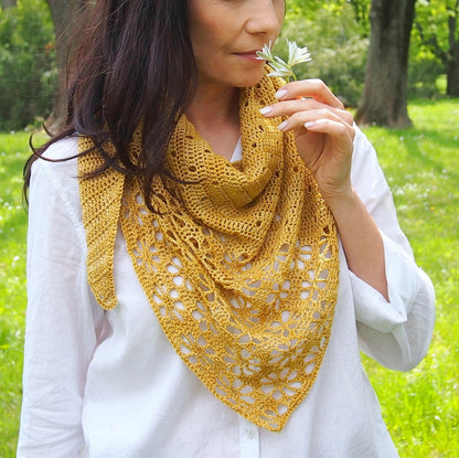 Falling Blossoms Shawl Crochet Pattern