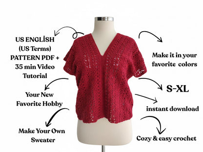 Boho Lace V Neck Blouse Crochet Pattern